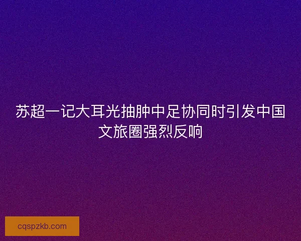 苏超一记大耳光抽肿中足协同时引发中国文旅圈强烈反响 苏超一记大耳光抽肿中足协同时引发中国文旅圈强烈反响